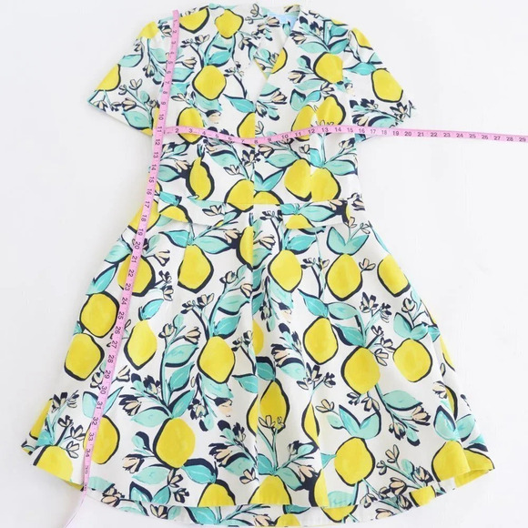 Draper James Lemon Orchard Love Circle White & Yellow Fit & Flare Dress 12 - Picture 4 of 15